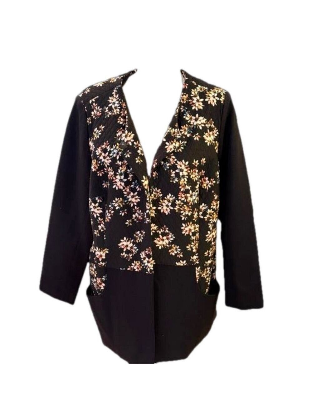 LOGO by Lori Goldstein Lined Floral Print Quilted Blazer Jacket Casual Sz 18w
